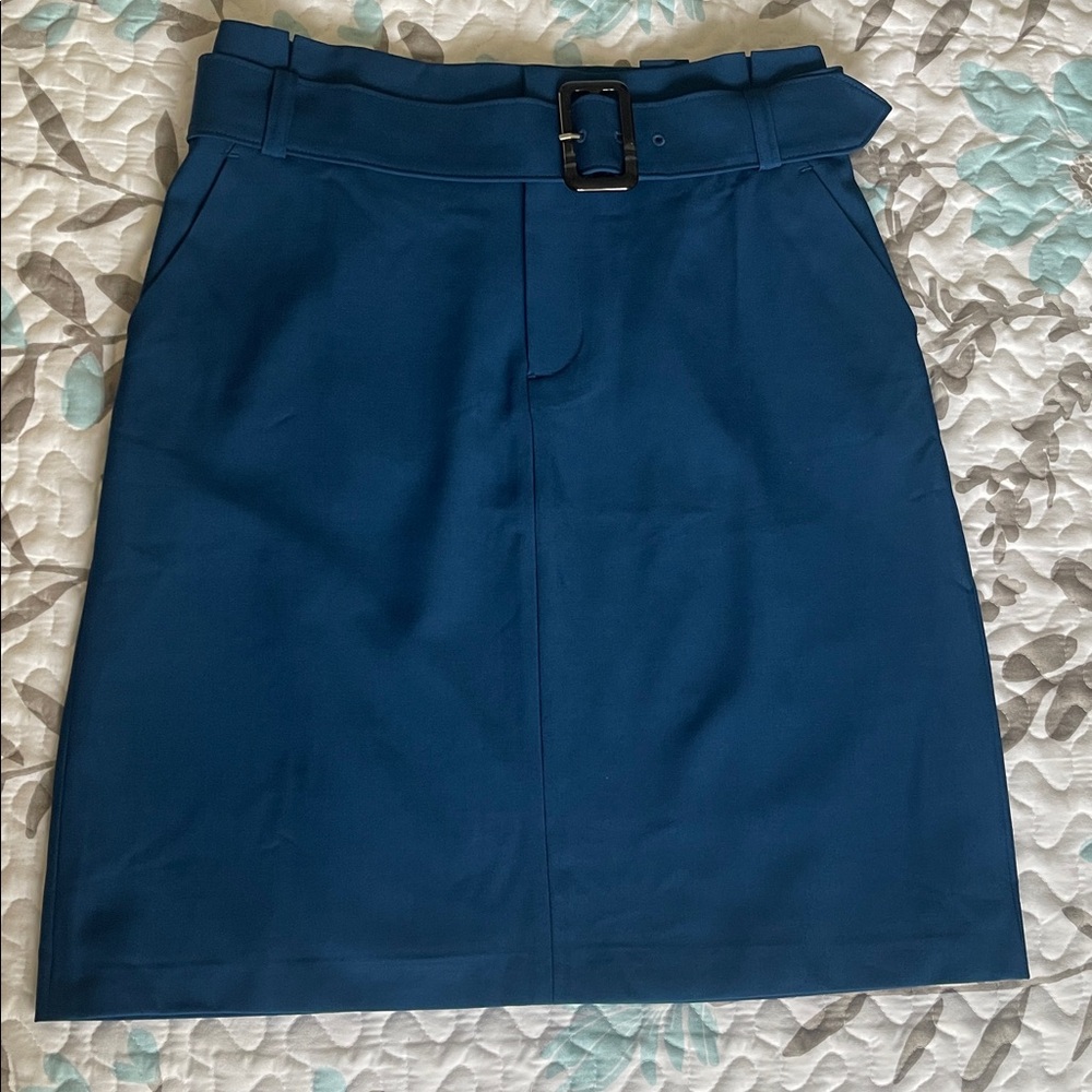 Banana Republic Deep Blue Belted  A-Line  Skirt Size 2